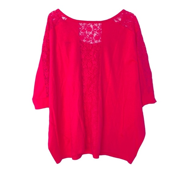 Lane Bryant Deep Pink Lace Batwing Dolman Short Sleeve Top (Plus Size 18/20) - Picture 3 of 10